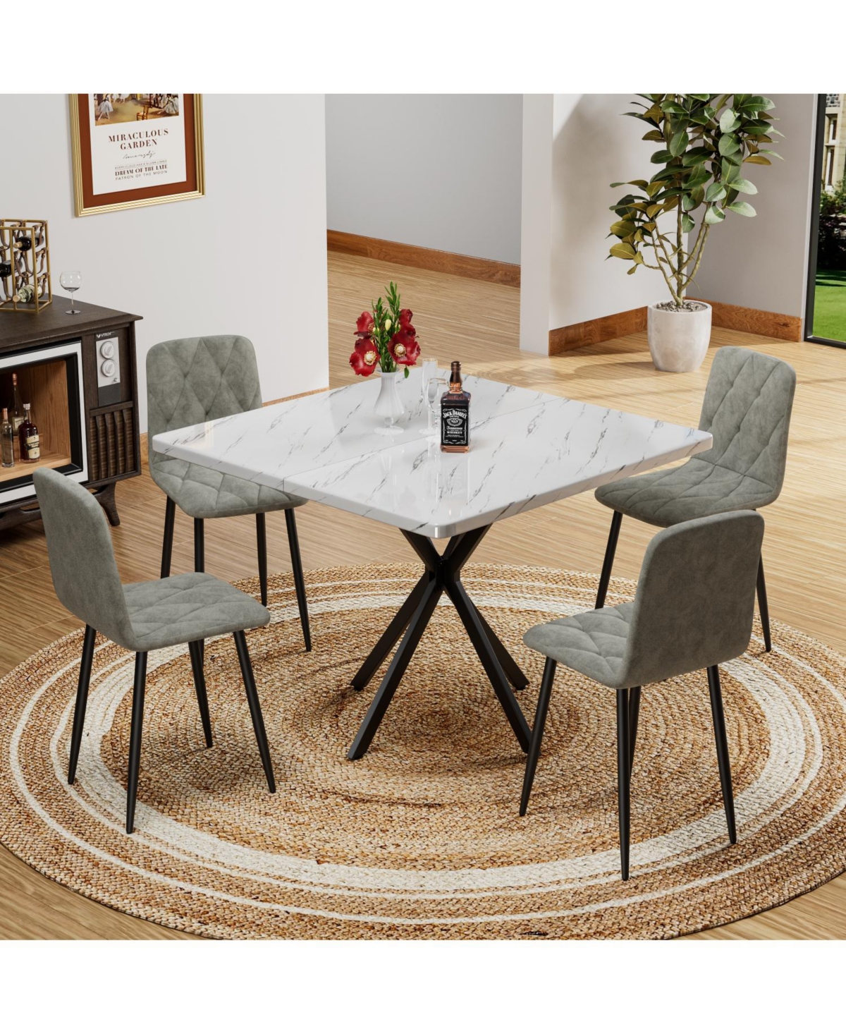 Streamdale Furniture Streamdale Modern Square Dining Table (4-6 Person) for Kitchen/Dining Room/Office