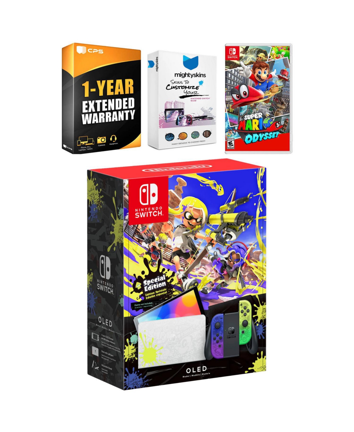 Nintendo Switch Oled Console Splatoon 3 Special Edition with Super Mario Odyssey