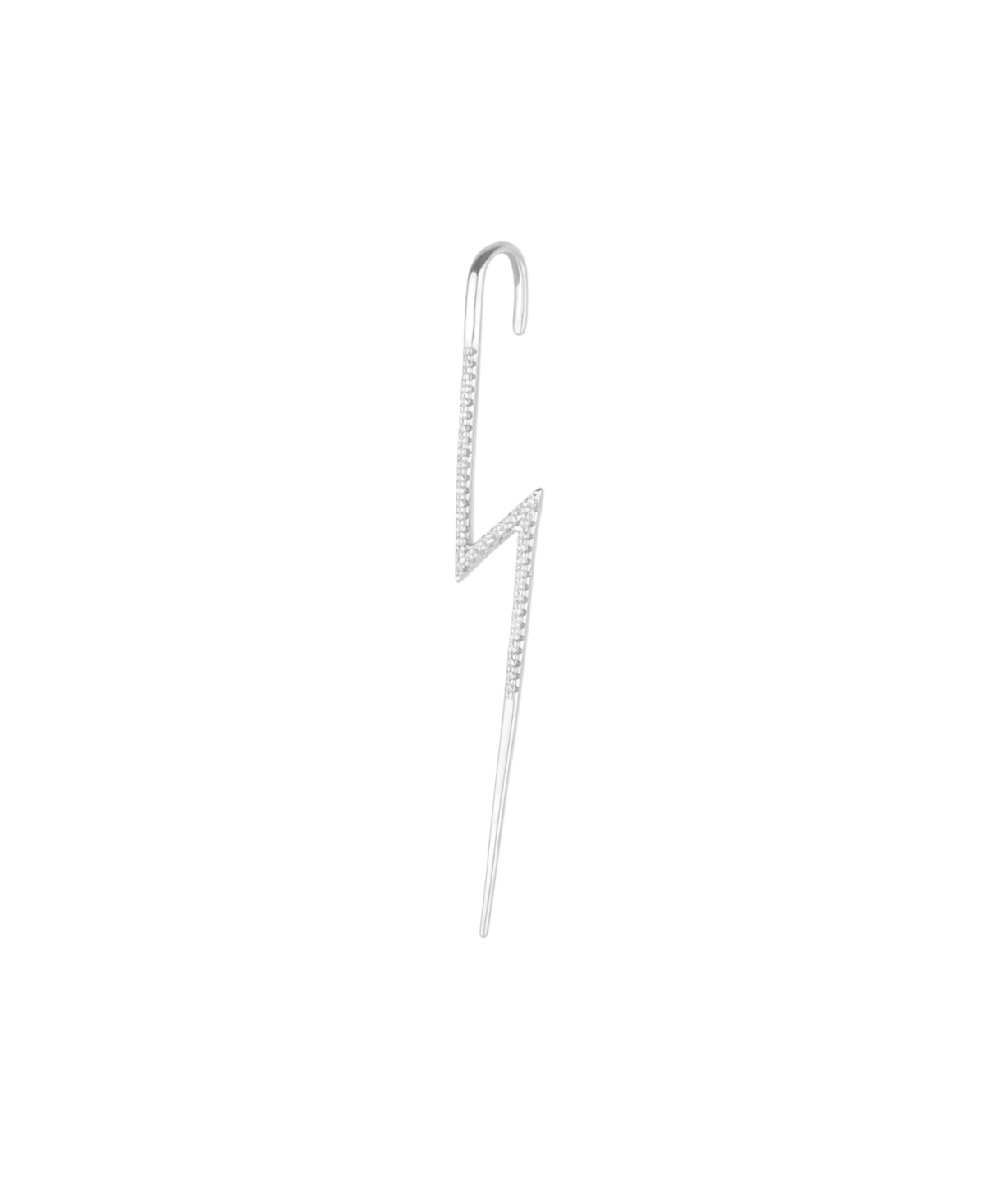 Sterling Silver Lightning Bolt Ear Crawler With White Gemstones - Silver
