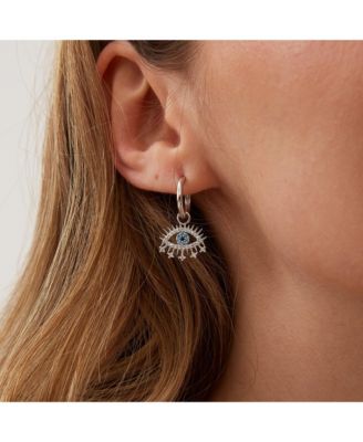 Evil Eye Earring Blue Eye Eyelash Sterling Silver Earring