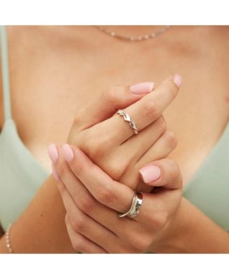 Large Contour Stack Sterling Silver Ring