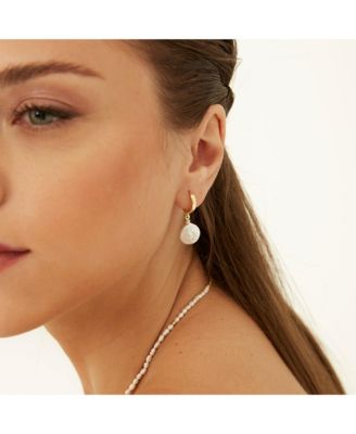 Treated Freshwater Cultured Baroque Pearl Hoop Earrings
