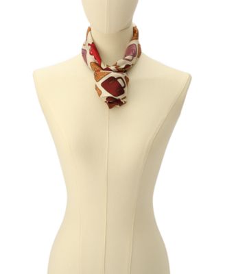 Women's Trompe L'Oeil Bag Print Silk Square Scarf