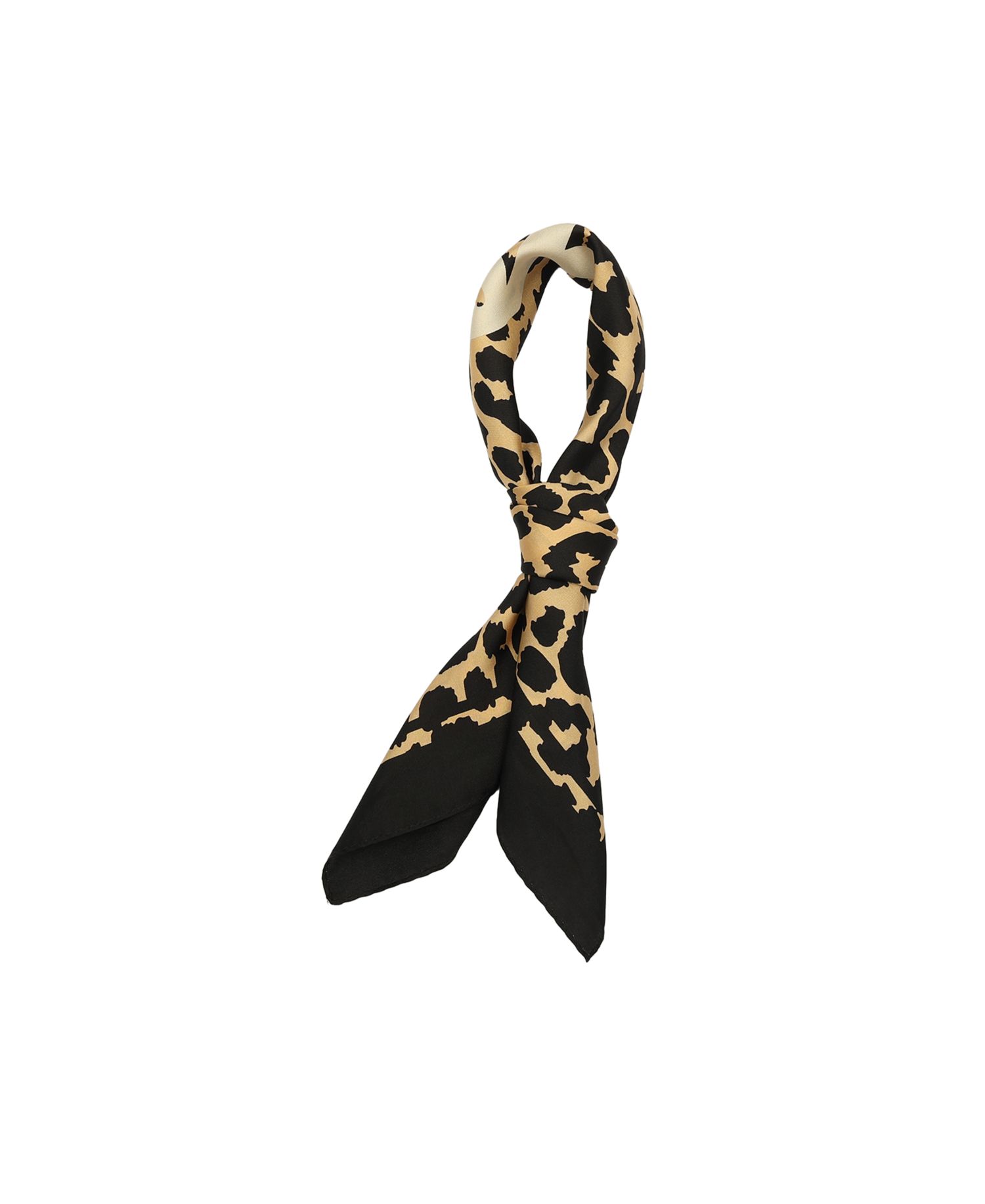 Women's Script Leopard Print Silk Bandana Scarf