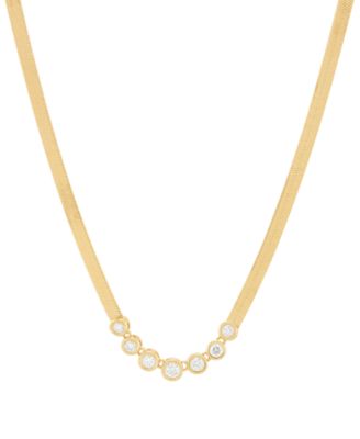 Created White Sapphire Necklace (3/4 ct. t.w.) in 14k Yellow Gold Over Sterling Silver, 16" + 2" extender