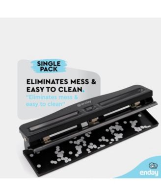 3 Hole Punch Heavy Duty, 3 Ring Hole Puncher for Binder, 10 Sheet Adjustable Paper Punch, Metal Three Hole Punch with Built-in Waste Chip Tray, Desktop 3 Hole Puncher Rubber Base, White - by Enday