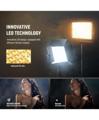 100W Bi Color LED Panel Video Light Kit, 960 LEDs 38600Lux0.5m 2500K-8500K CRI96+/TLCI97+ 0-100% Dimming, APP/2.4G/Panel/DMX Control for Pro Studio Photography Recording Stage Lighting, AP100B