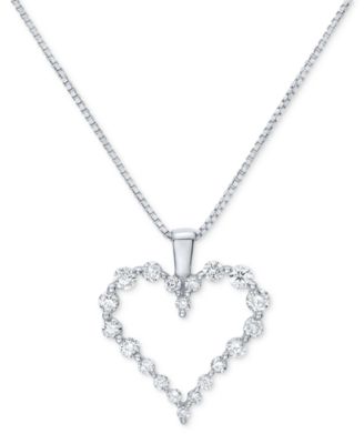 Macy's - Diamond Heart 18" Pendant Necklace (1/2 ct. t.w.) in 14k White Gold