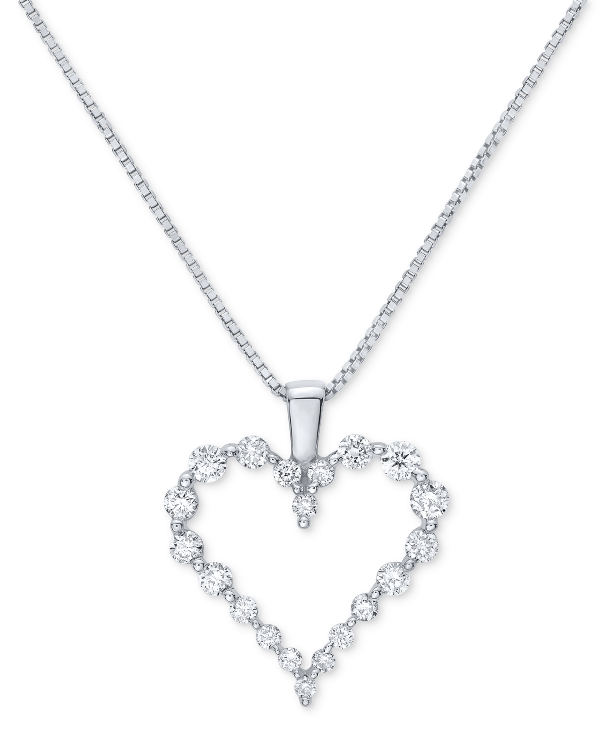 Macy's Diamond Heart 18" Pendant Necklace (1/2 Ct. T.w.) In 14k White Gold In Gold