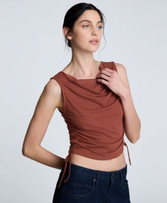 Kenneth Cole - Women's Cowlneck Ruched Cropped Tank Top