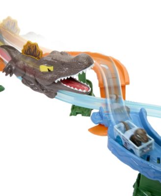 RacerVerse Jurassic World Crash & Splash Track Set & Die-Cast Dinosaur Toy Car