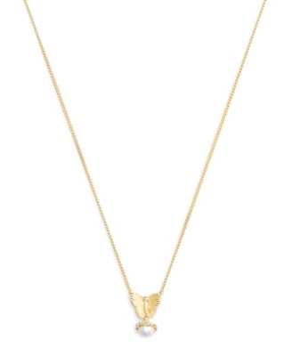 Faux Stone Signature Heritage Butterfly Cultivated Pearl Pendant Necklace