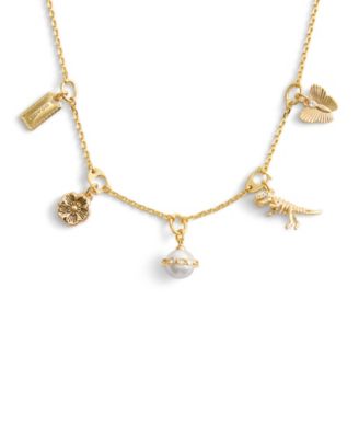 Faux Stone Signature Heritage Cultivated Pearl Mixed Charm Bib Necklace