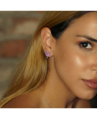 Opal Four Leaves Clover Sterling Stud Earrings