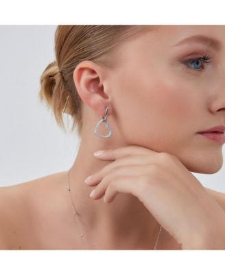 Chunky Heart Sterling Silver Drop Earrings