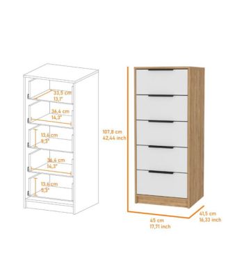 Five Drawer Standard Chest for Bedroom Storage and Organization