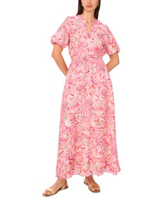Vince Camuto - Women's Printed Puff-Sleeve Maxi Dress