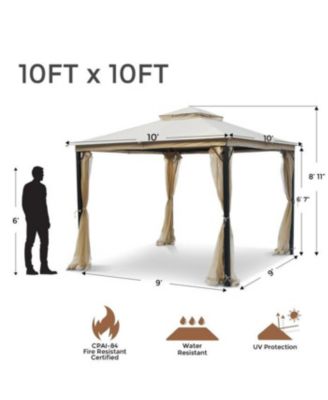 Rustproof Double Top Gazebo with Mosquito Curtains for Outdoor Enjoyment