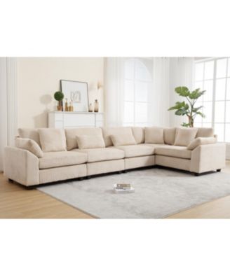 101" Corduroy Modular Deep Seating Sectional Sofa