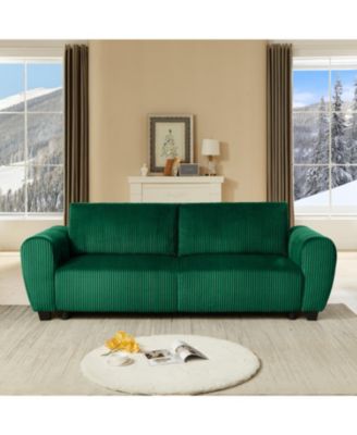 Streamdale Green Corduroy Convertible Sleeper Sofa with Storage