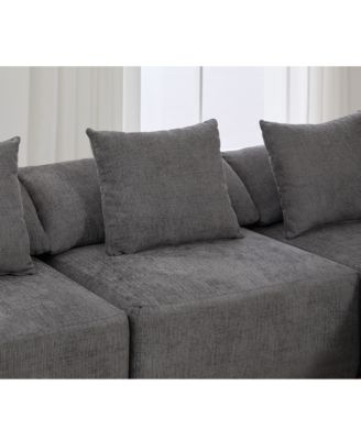 Streamdale 142" L-Shaped Chenille Sectional Sofa Sleeper with Ottoman, Gray