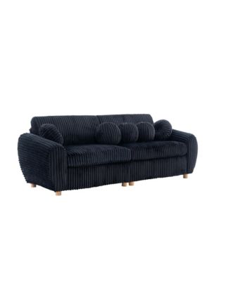84" Black Corduroy Sofa Couch