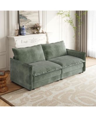 Corduroy Loveseat Sofa with Pillows