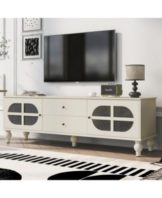 Streamdale Modern 68.9" TV Stand with Fluted Glass Doors for TVs up to 75