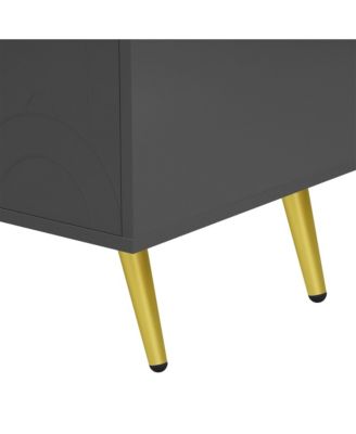 Modern TV Stand with Adjustable Shelf, Metal Legs, and Anti-Tip Safety