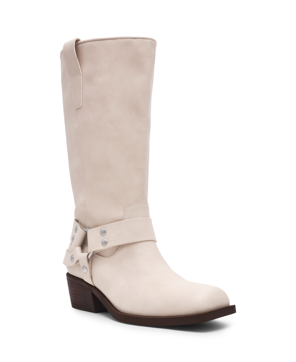 Dv Dolce Vita Women's Tanzy Wide Calf Tall Harness Moto Boots In White