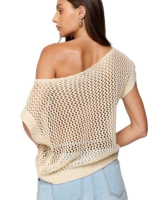 Womens Trix Off Shoulder Open Knit Top
