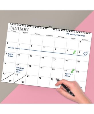 Undated 17" x 12" Dry Erase Medium Wire-o Hanging Horizontal Wall Calendar