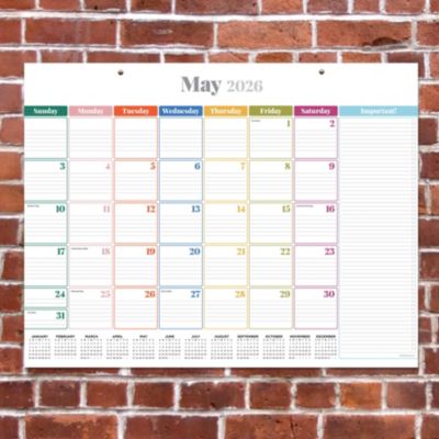 2026 Rainbow Blocks Large Desk Pad Monthly Blotter Calendar