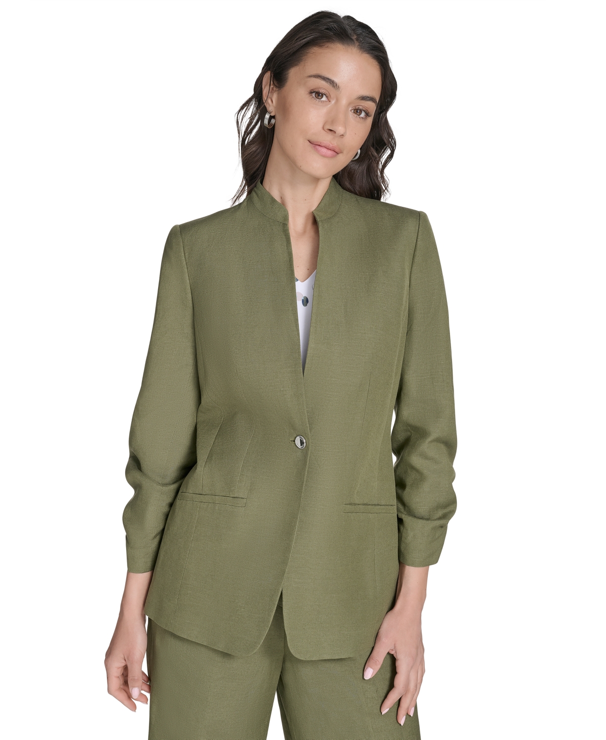 Calvin Klein Women's Stand-collar 3/4-sleeve Blazer