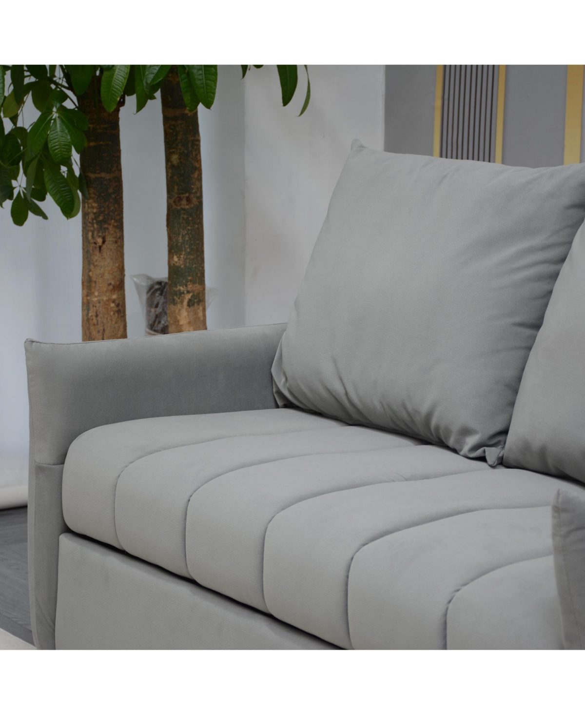 Streamdale Furniture Convertible Velvet Sleeper Sofa Bed, Light Gray