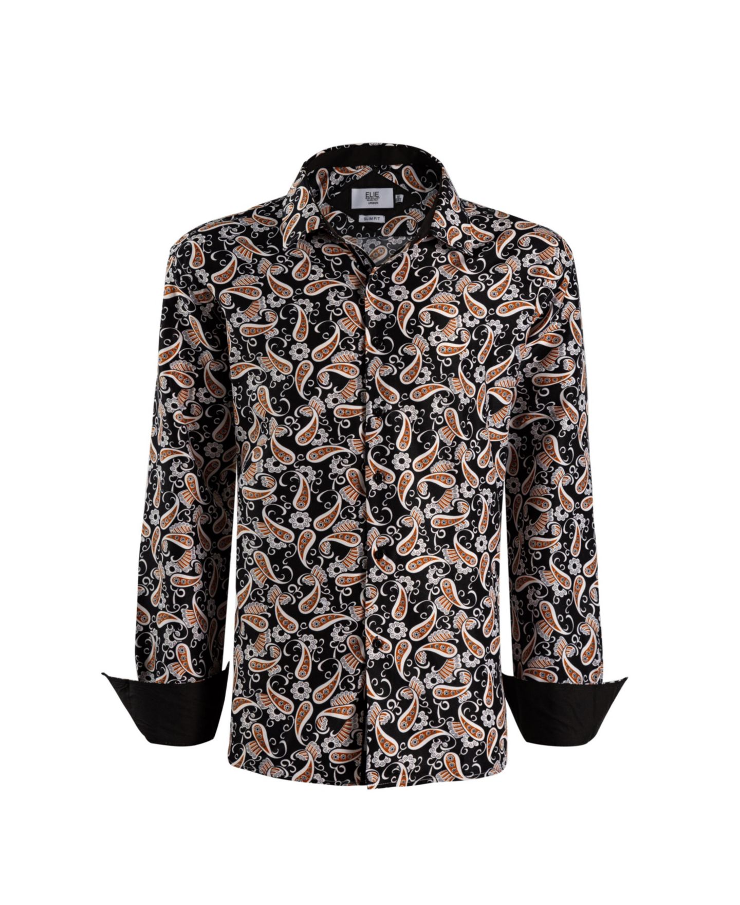 Рубашка Elie Balleh Black Paisley Sport Slim Fit Shirt для мальчиков, цвет: Чёрный — фото 2