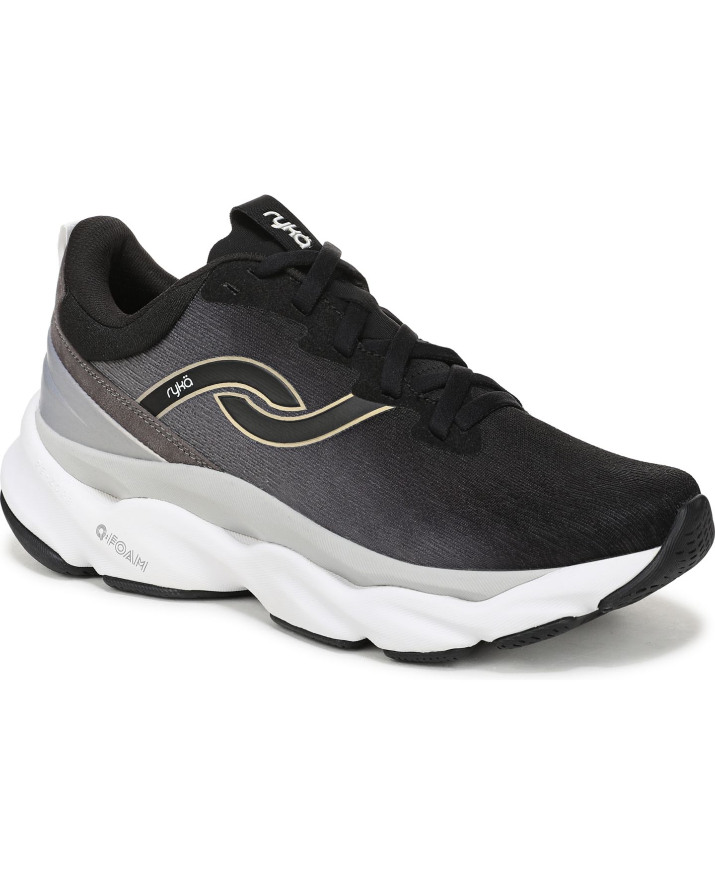 Женские кроссовки Ryka Premium Elevate LX Lace Up Walking, цвет: Чёрный сетчатый — фото 1