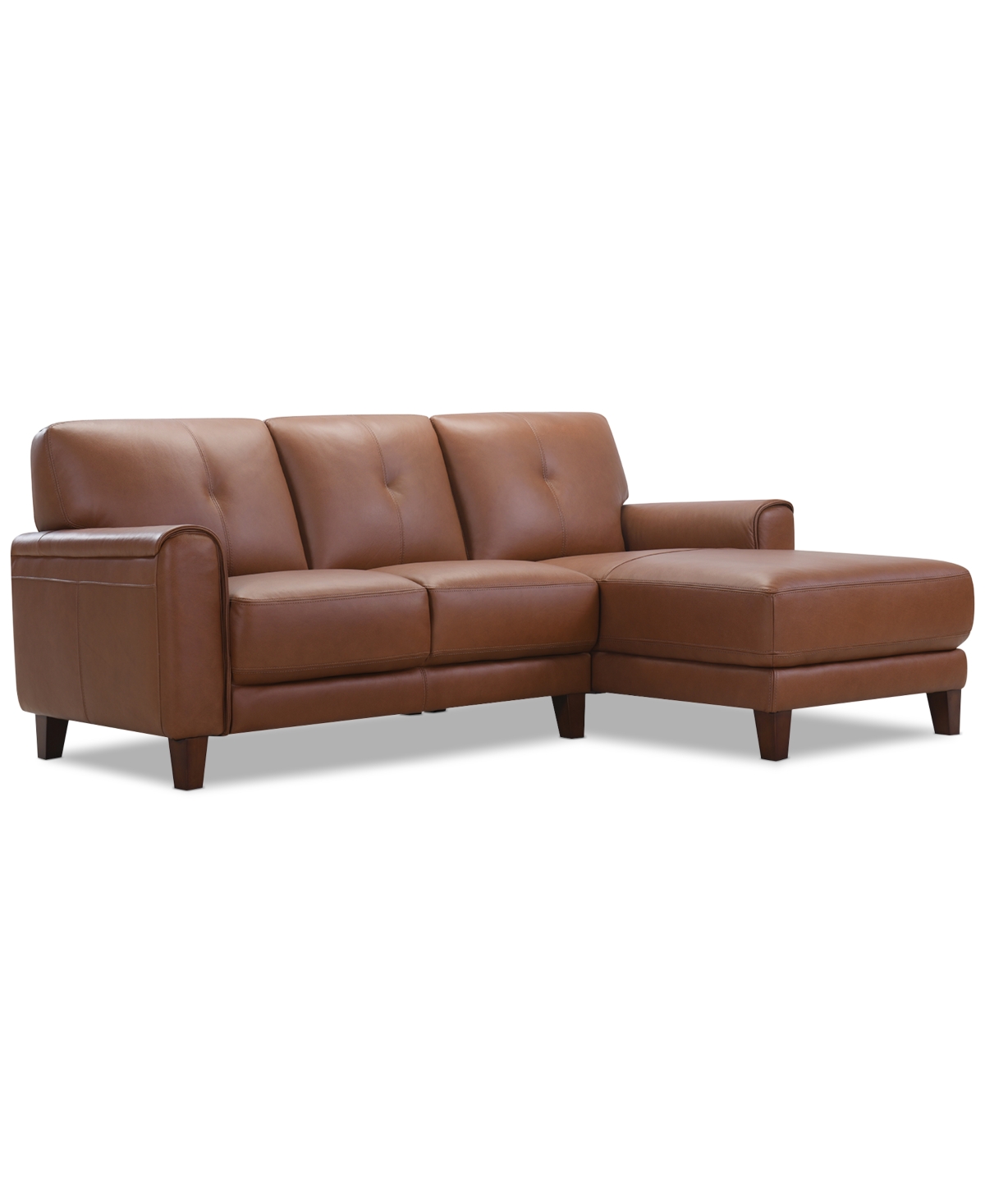 Macy's Ashlinn 2-pc. Leather Chaise Sofa, Exclusively At  In Brown