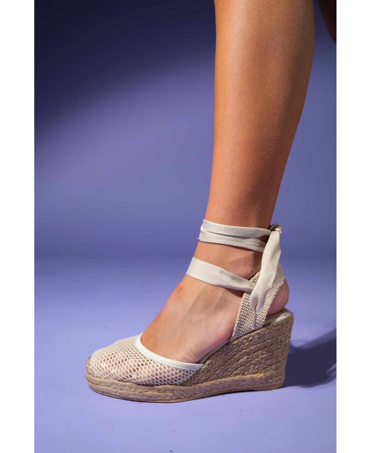Женские сандалии Forever & Always Shoes Lions Mesh Leather Wedge Espadrilles Sandal (Women), цвет: Бежевый кожаный — фото 2