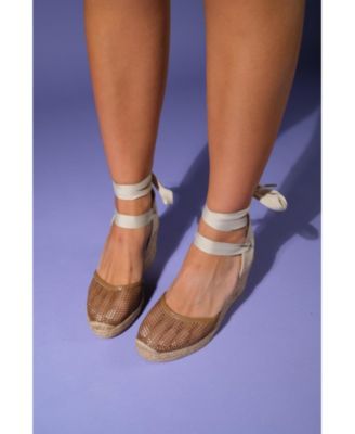 Lions Mesh Leather Wedge Espadrilles Sandal (Women)