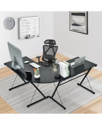 59 Inch L-Shaped Desk Corner Computer Desk with Round Corner