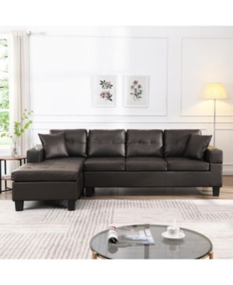 Streamdale Modern Chaise Sectional (4-Seater, Chocolate Brown)