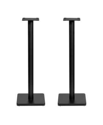 Floor Speaker Stands for Surround Sound and Bookshelf Speakers with Solid Construction, Adjustable Floor Spikes, Rubber Isolation Feet, Cable Management, Square Base - Matte Black/Pair (SS05S)