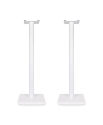Floor Speaker Stands for Surround Sound and Bookshelf Speakers with Solid Construction, Adjustable Floor Spikes, Rubber Isolation Feet, Cable Management, Square Base - Matte White/Pair SS05SWH