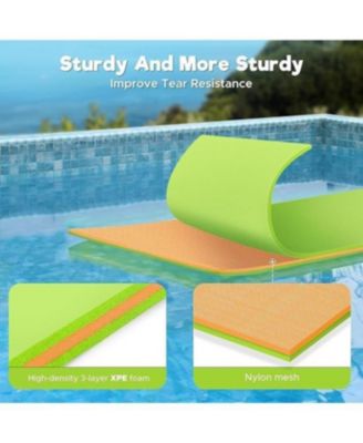 Green Water Floating Mat Foam Pad, 8x4FT Bouncy Tear-Resistant XPE Foam