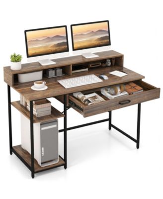 48 Inch Computer Desk with Monitor Stand Drawer and Shelves