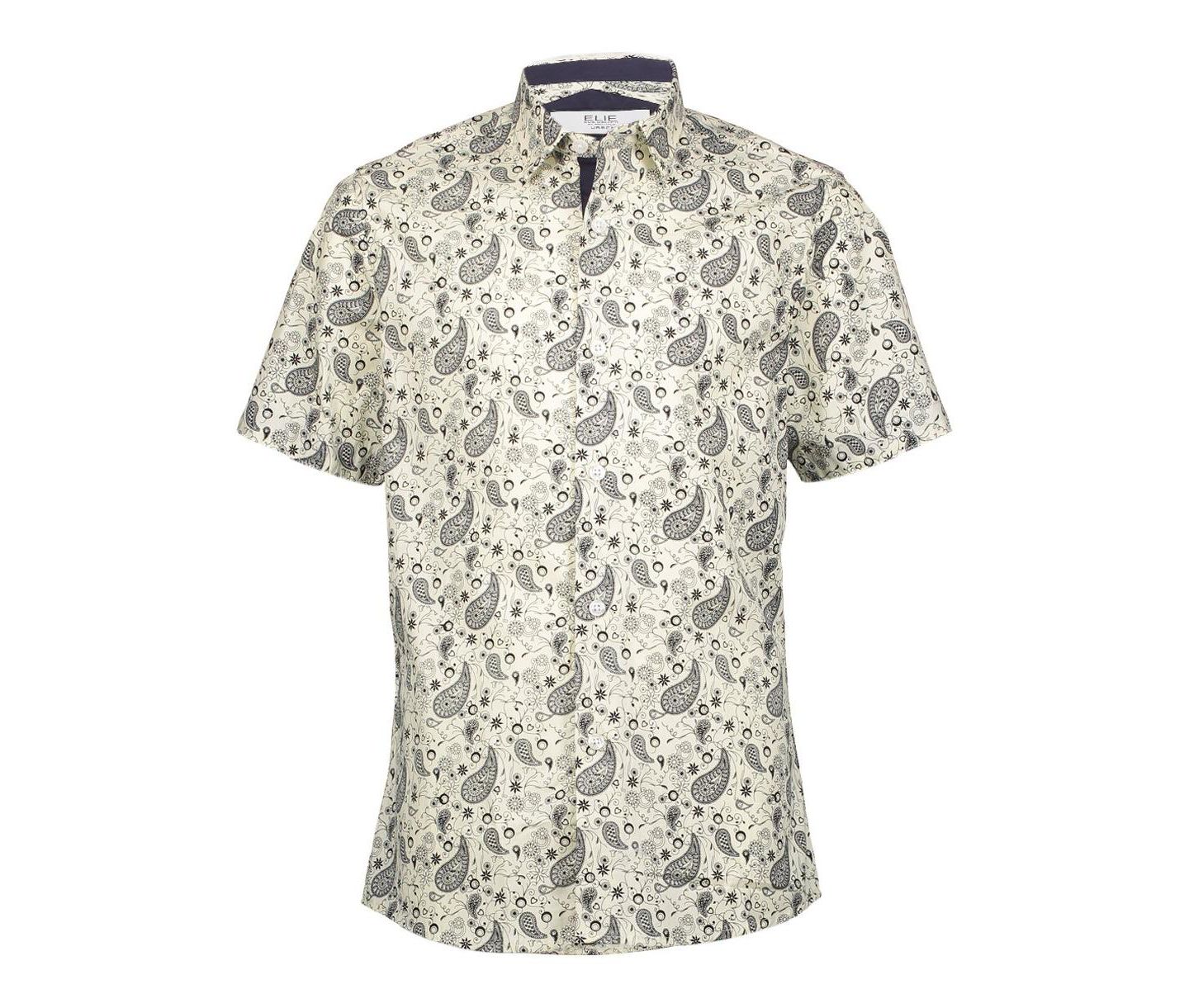 Рубашка Elie Balleh White Short Sleeve Paisley Slim Fit Shirt для мальчиков, цвет: Белый — фото 1