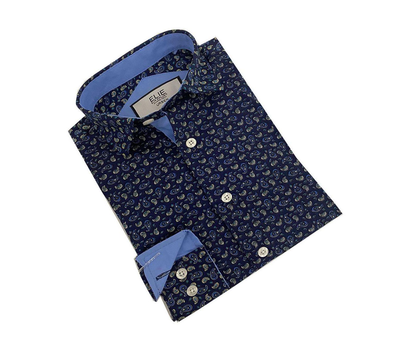 Рубашка Elie Balleh Blue Short Sleeve Navy Paisley Slim Fit Short Sleeve Shirt для мальчиков, цвет: Синий — фото 2