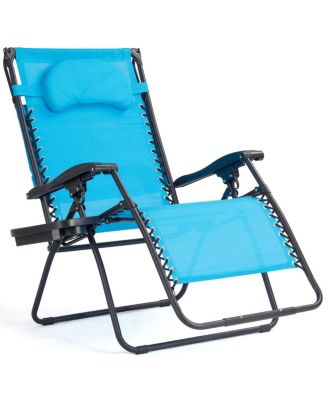 Folding Recliner Zero Gravity Lounge Chair W/ Shade Canopy Cup Holder