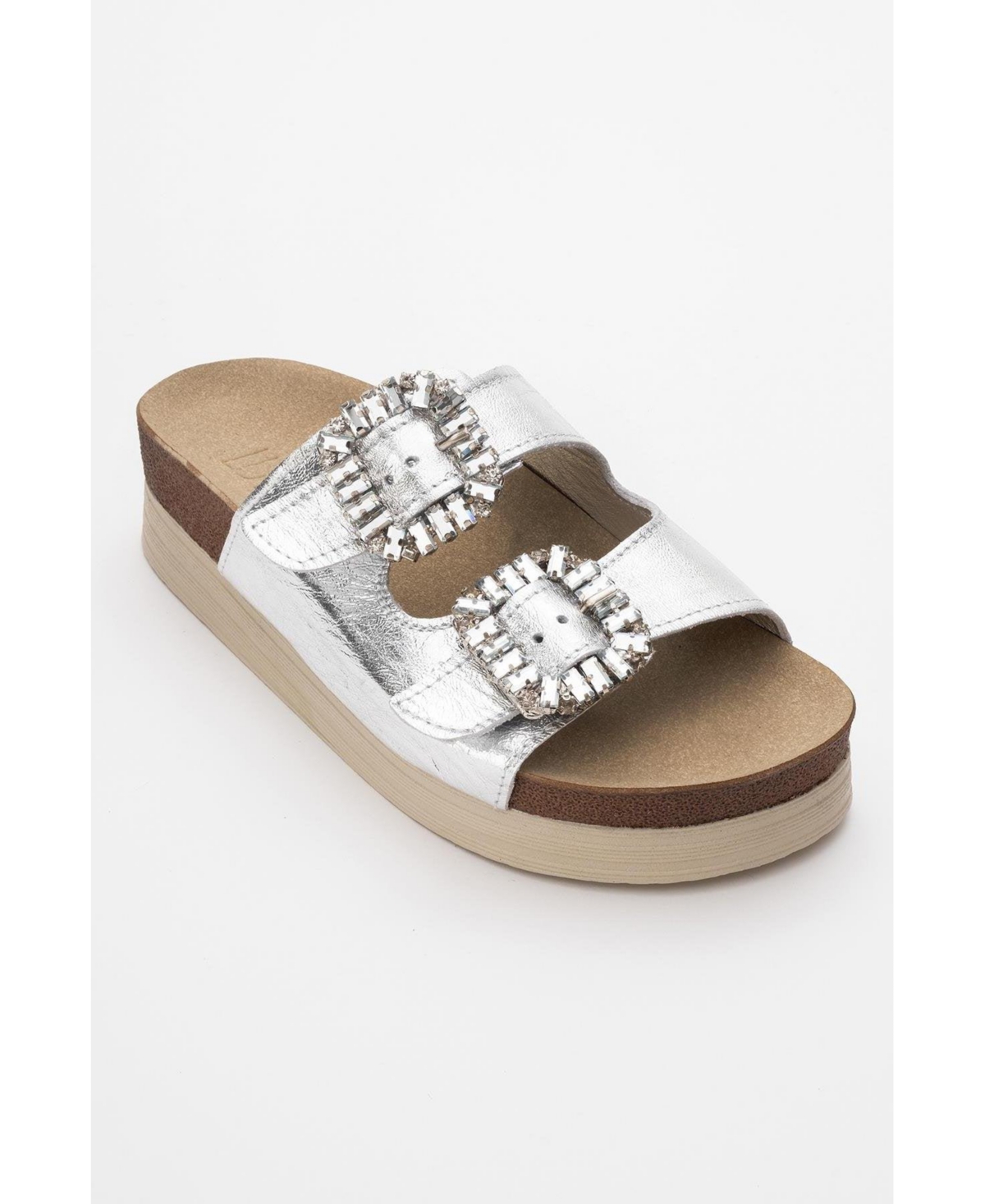 Polacca Leather Slide Sandal (Women) - Silver leather
